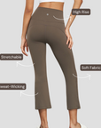 Ankle Length Flare Pants - Brown