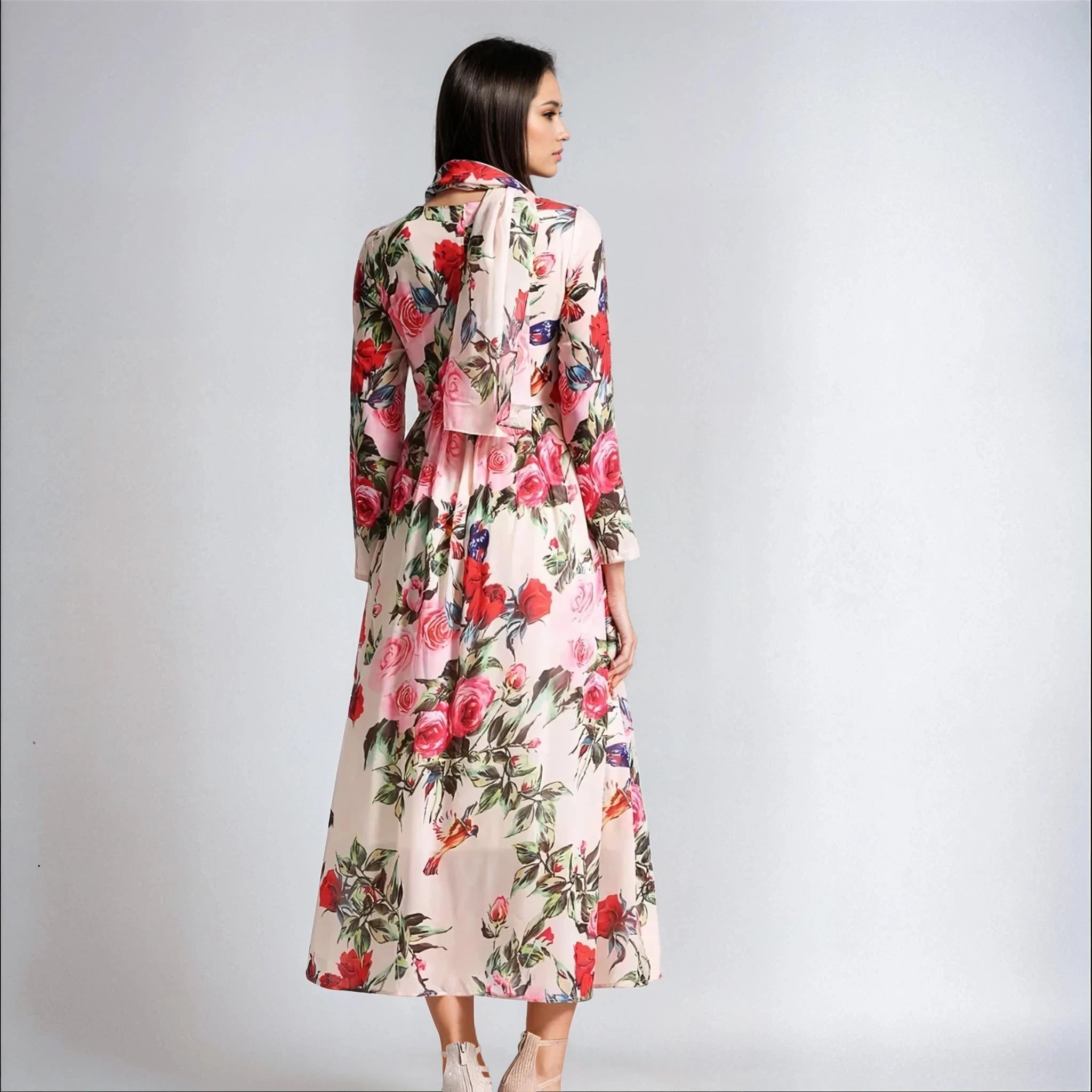 Elegant Floral Print Dress - Floral