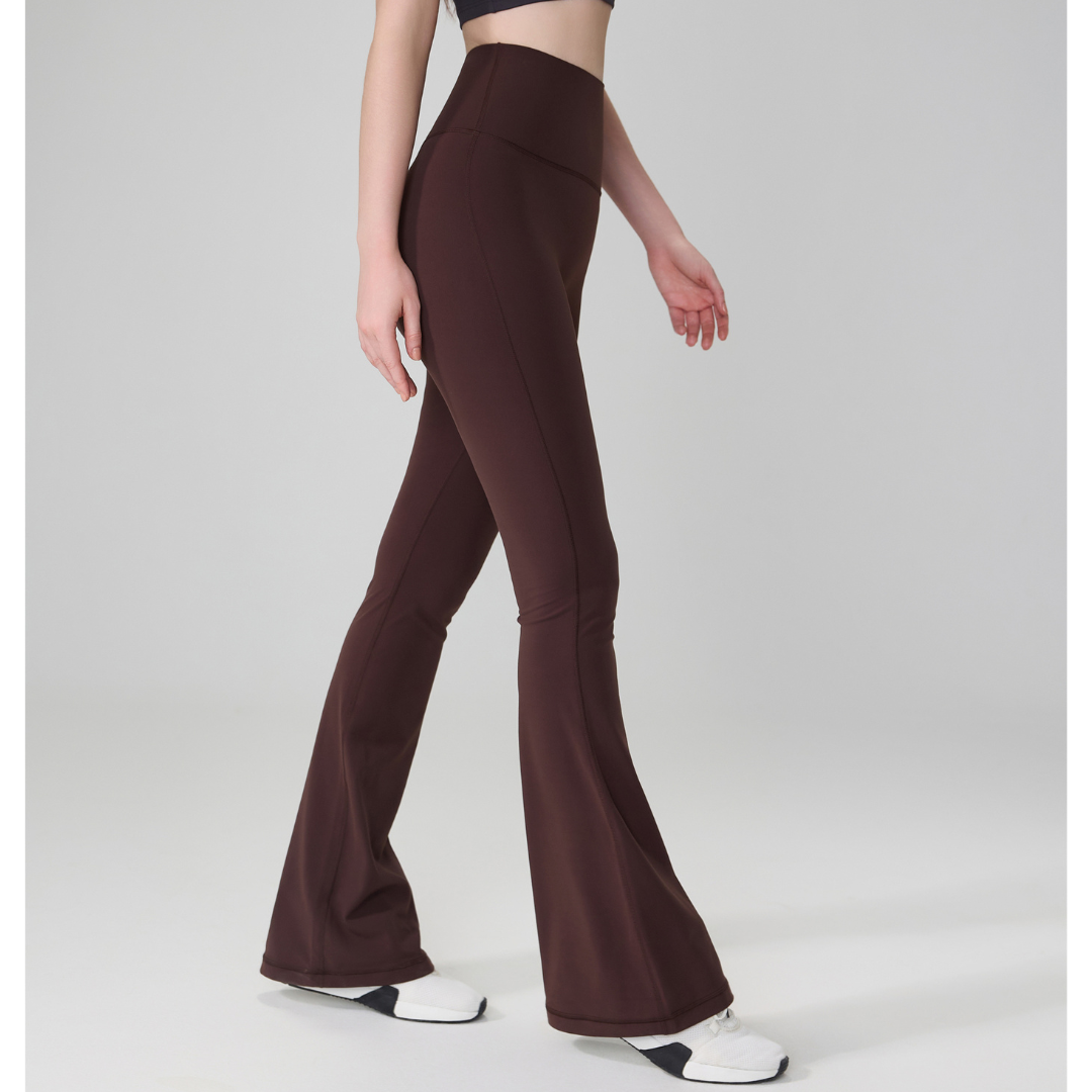 One-Size Flared Yoga Pants - Brown