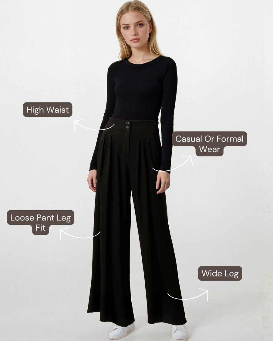 Casual Wide Legged Pants - Black