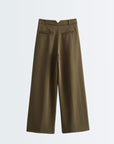 High Rise Wide Legged Essential Pants - Shade Of Olive Green