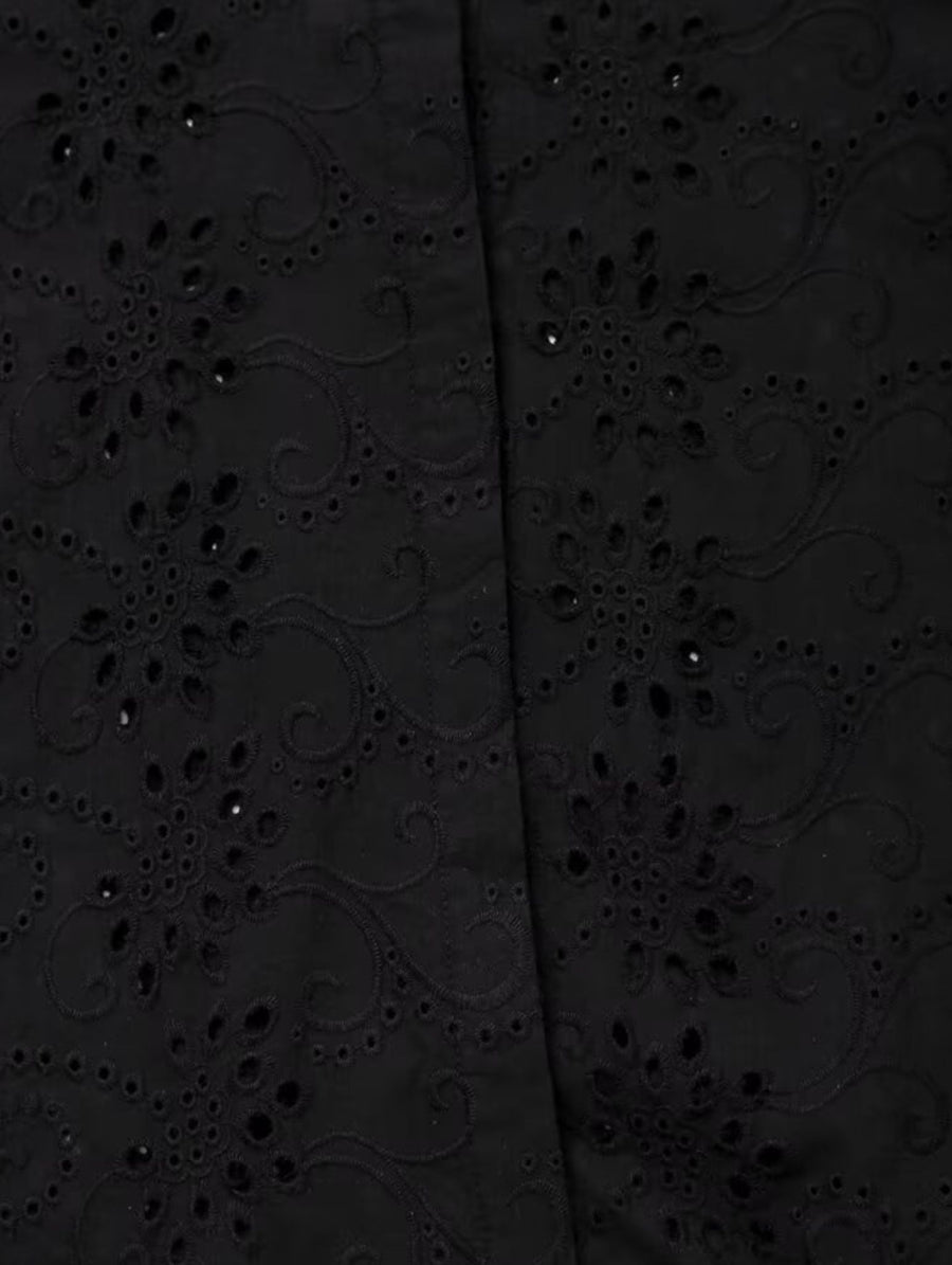 Stylish Pattern Cut-Out Blouse - Black