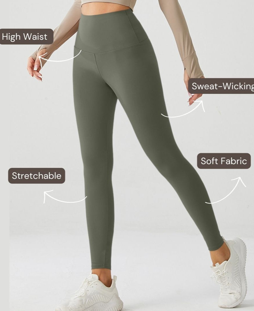 Embrace High Rise Leggings - Olive Green