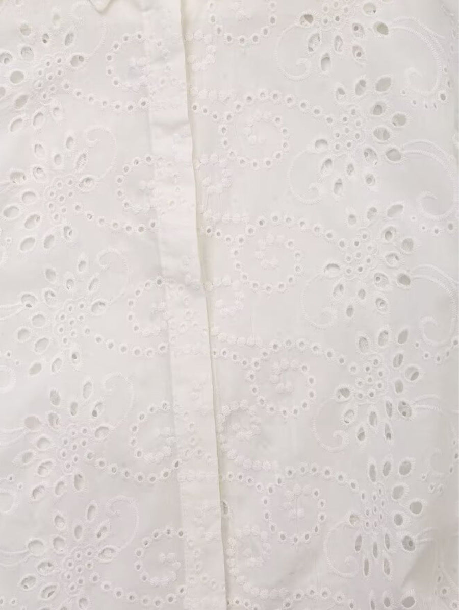 Stylish Pattern Cut-Out Blouse - White