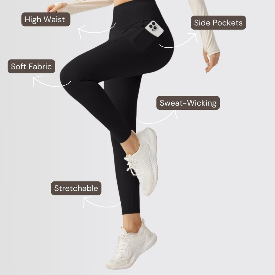 Embrace High Rise Side Pocket Leggings - Black