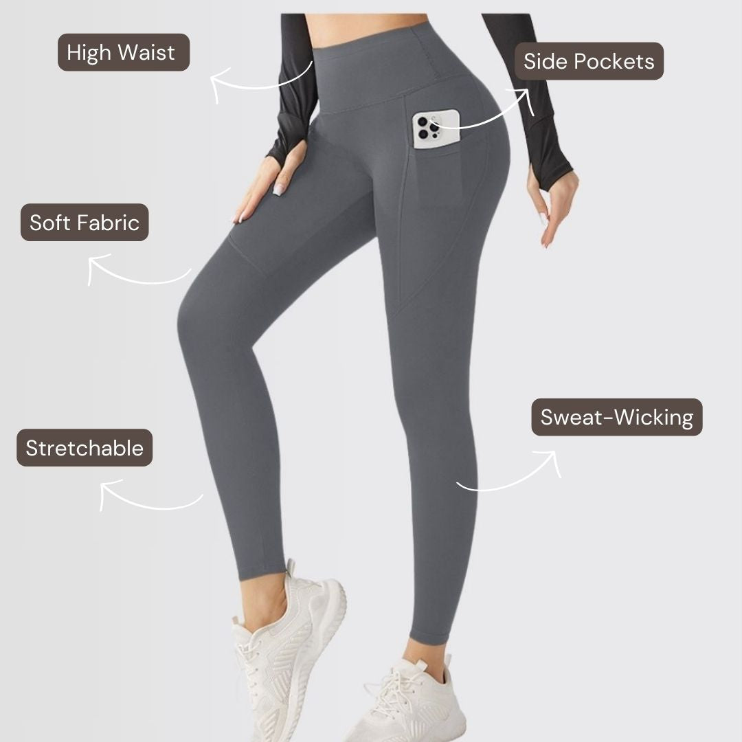 Embrace High Rise Side Pocket Leggings - Grey