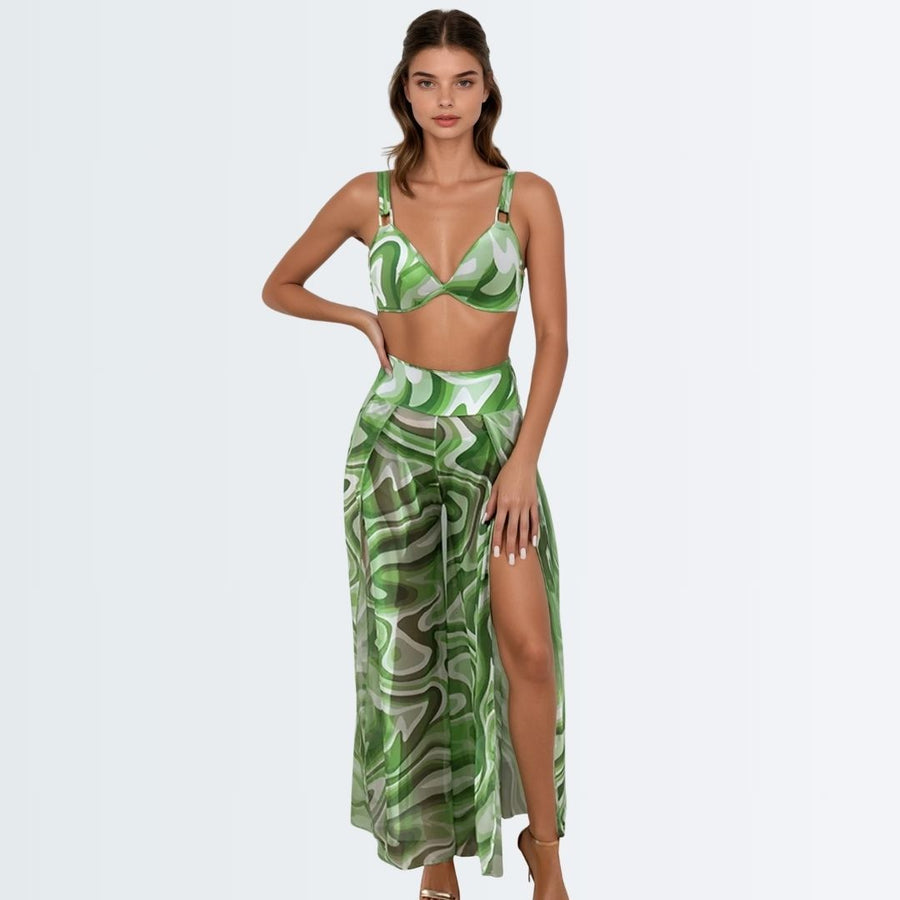 Bikini With Cover Pants - Green