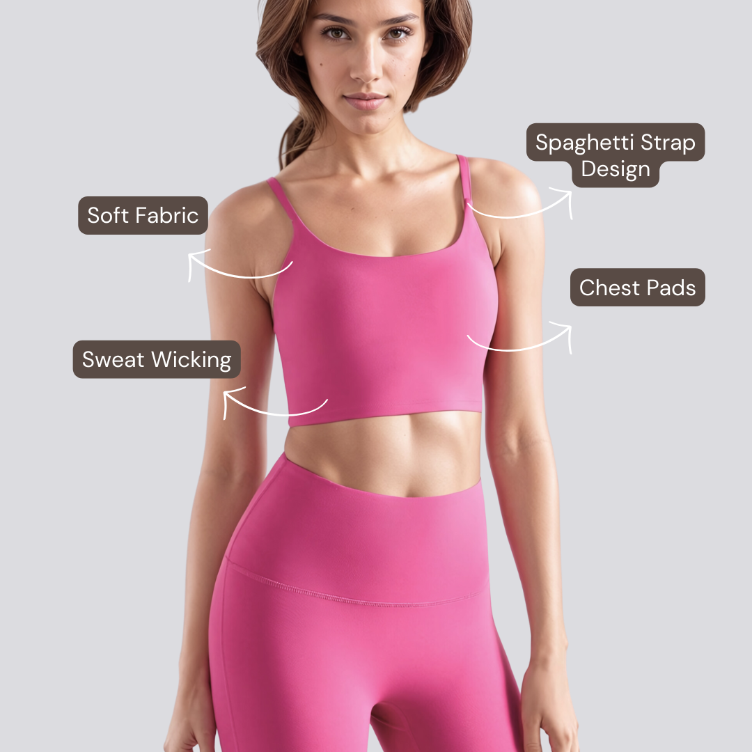 Spaghetti Strap Sports Bra - Dreamy Pink