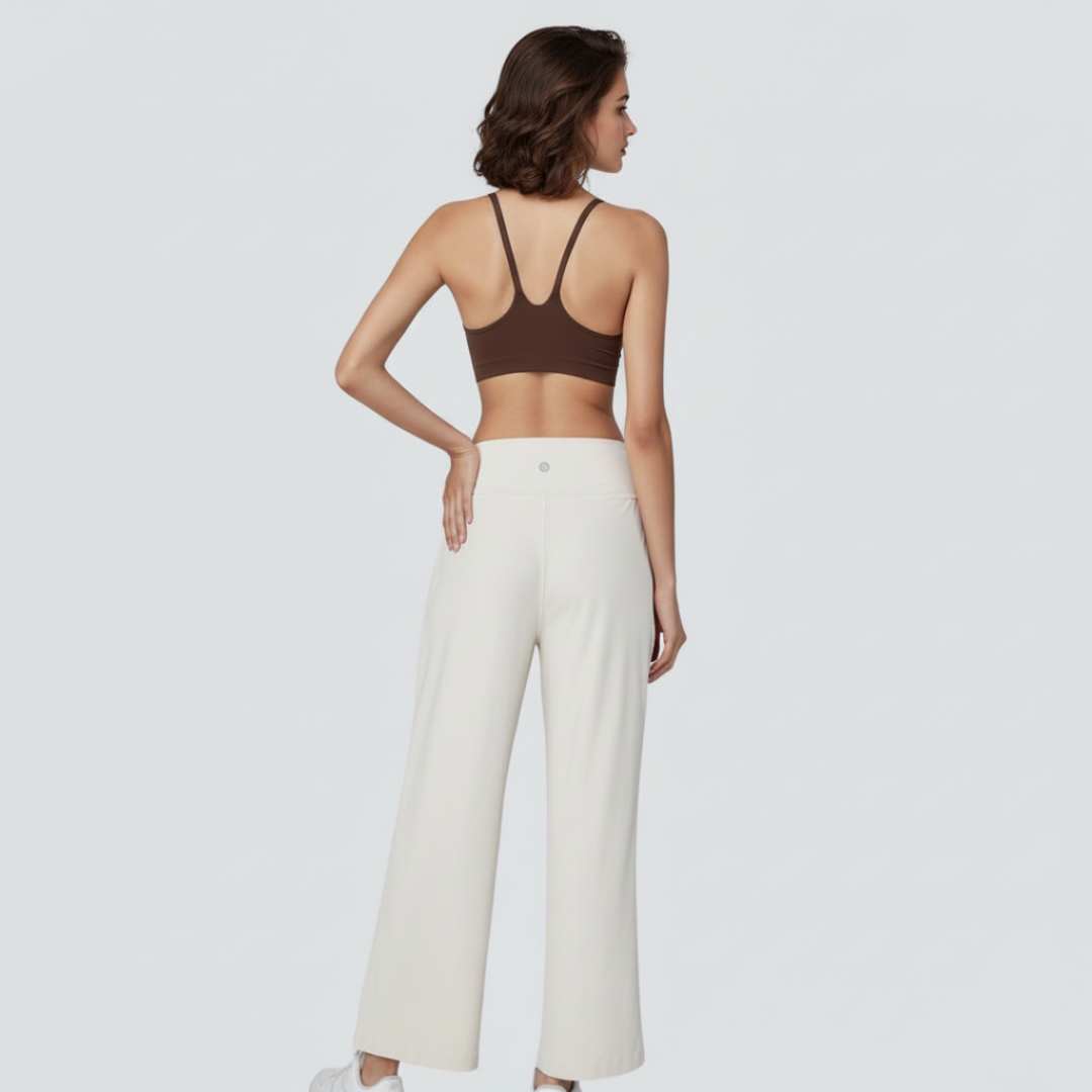 Wide Legged Yoga Pants - Ivory White