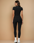 Half Sleeve Legging Yoga Set - Black