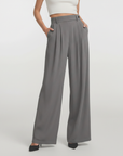 High Waist Striped Pants - Grey