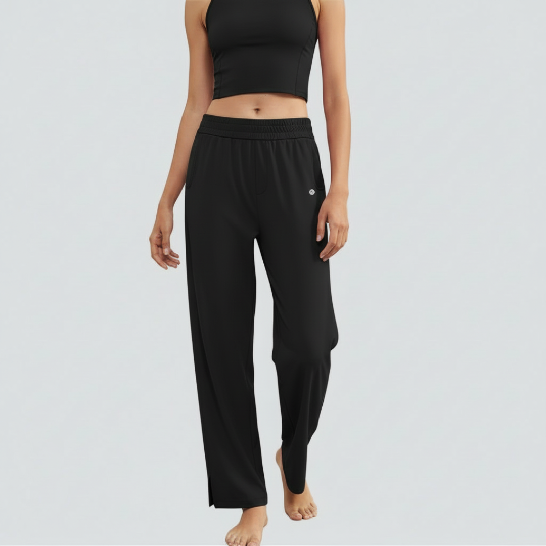 Wide-Legged Comfort Yoga Pants - Black
