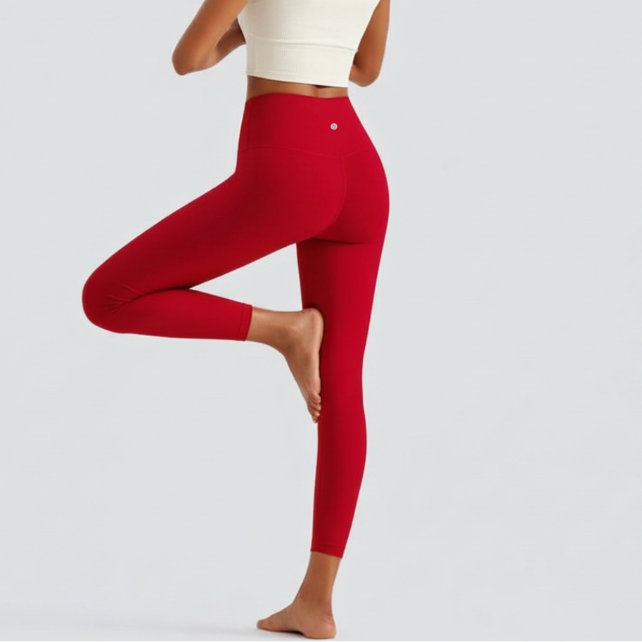 High-Rise Soft Leggings - Red