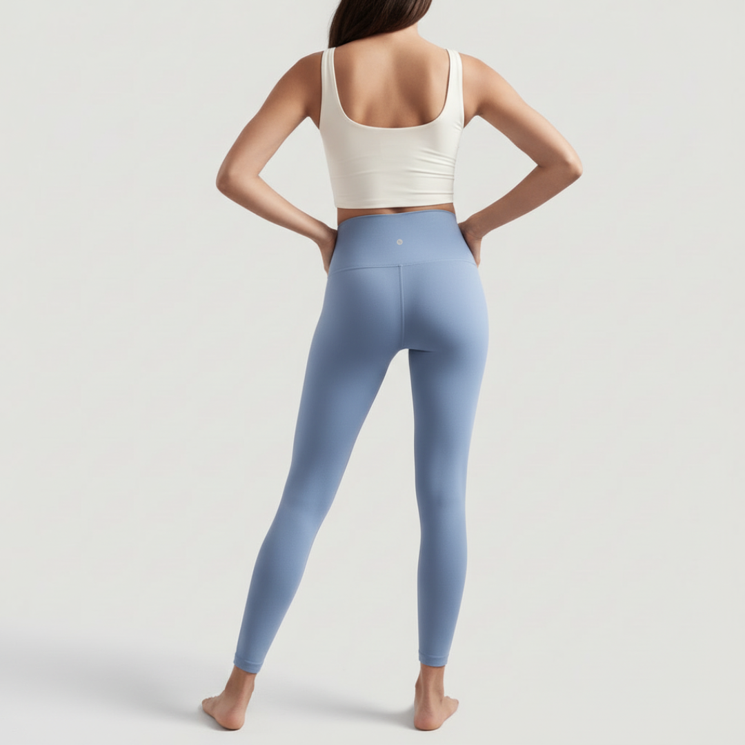High-Rise Stretch Leggings - Light Blue