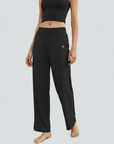 Wide-Legged Comfort Yoga Pants - Black