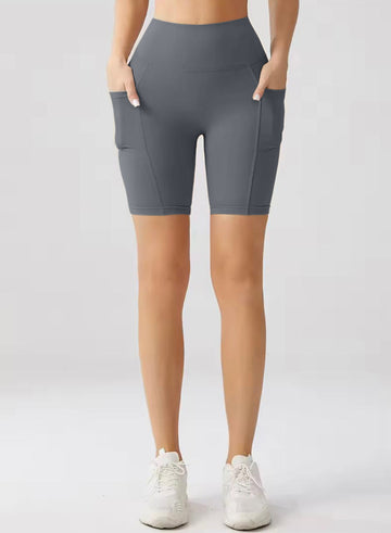Embrace High Rise Shorts With Pockets - Grey