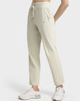 Stylish Activewear Pants With Tie-Up Waist Band - Ivory White