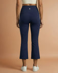 Ankle Length Flare Pants - Navy Blue