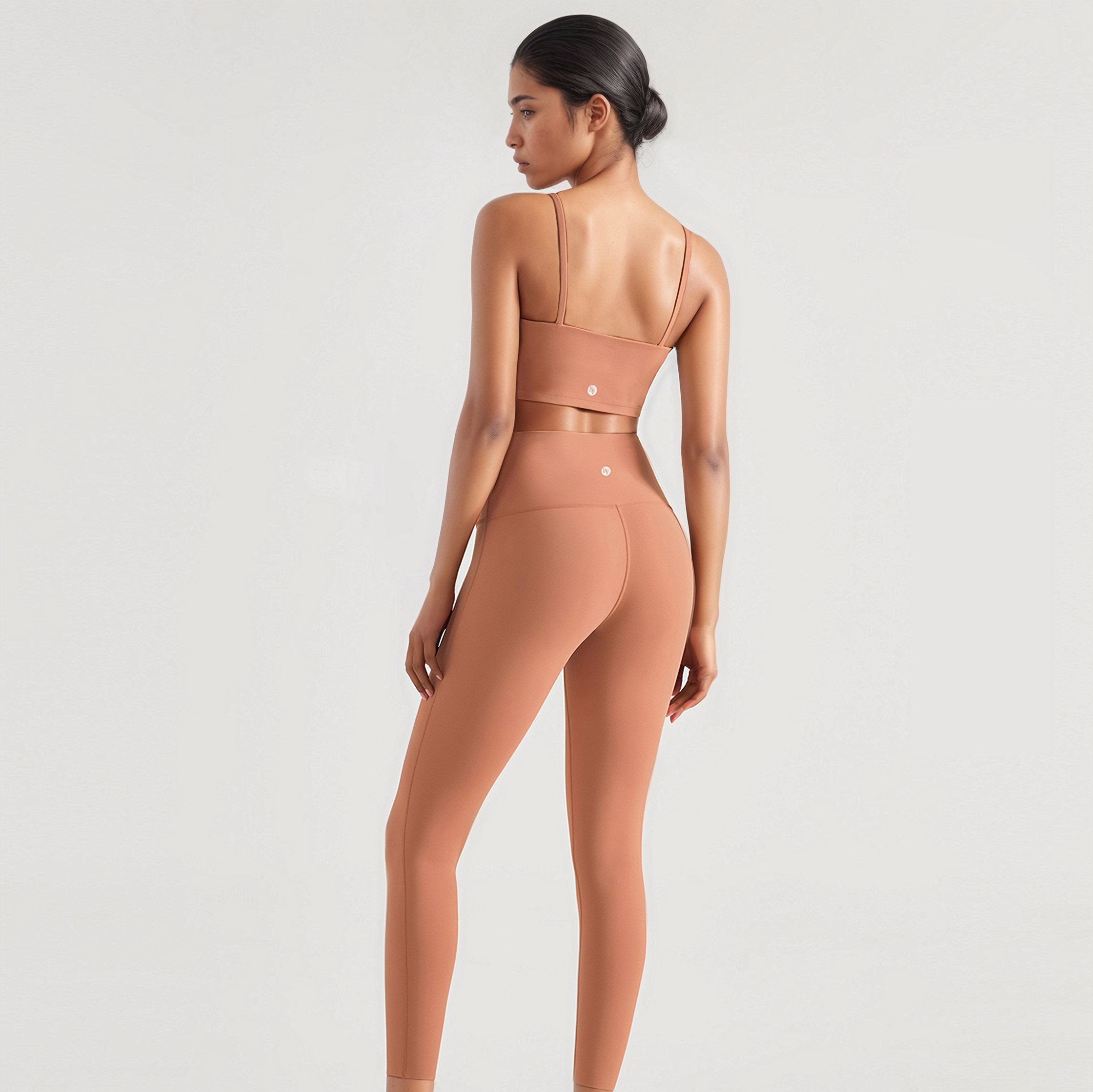 Spaghetti Strap Sports Bra - Beige Brown