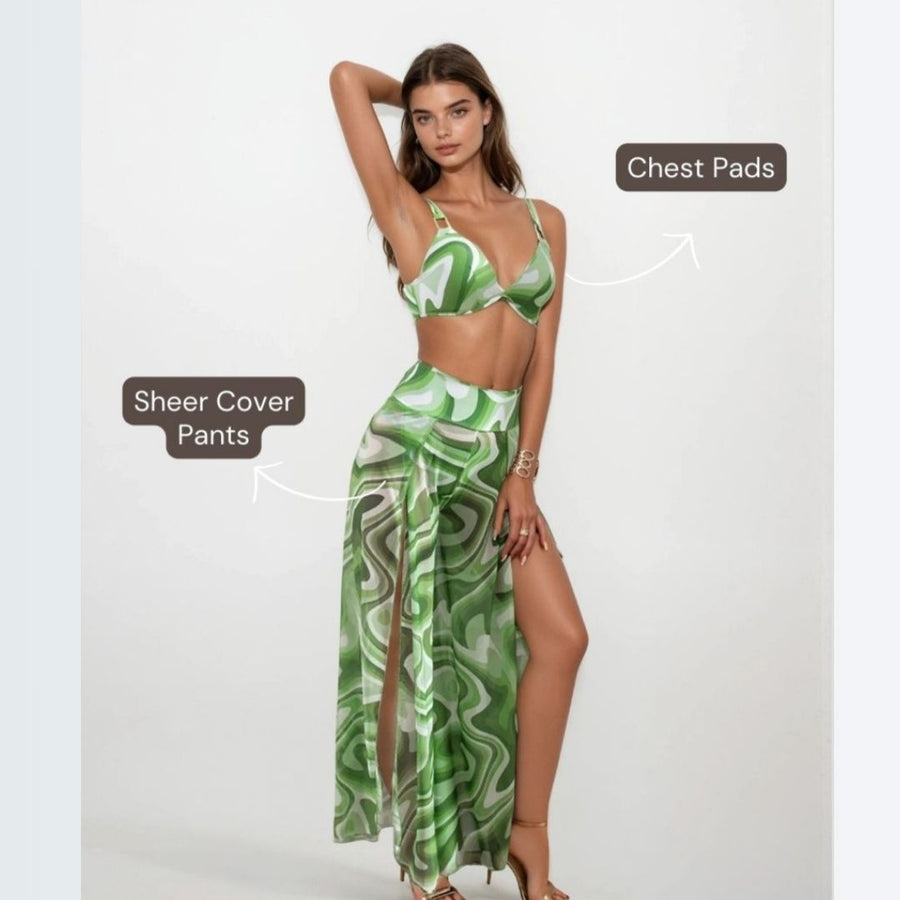 Bikini With Cover Pants - Green