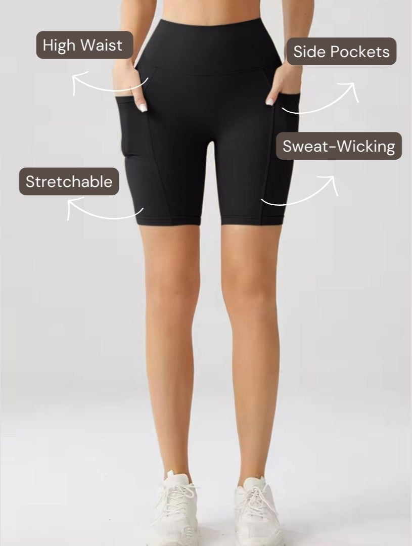 Embrace High Rise Shorts With Pockets - Black