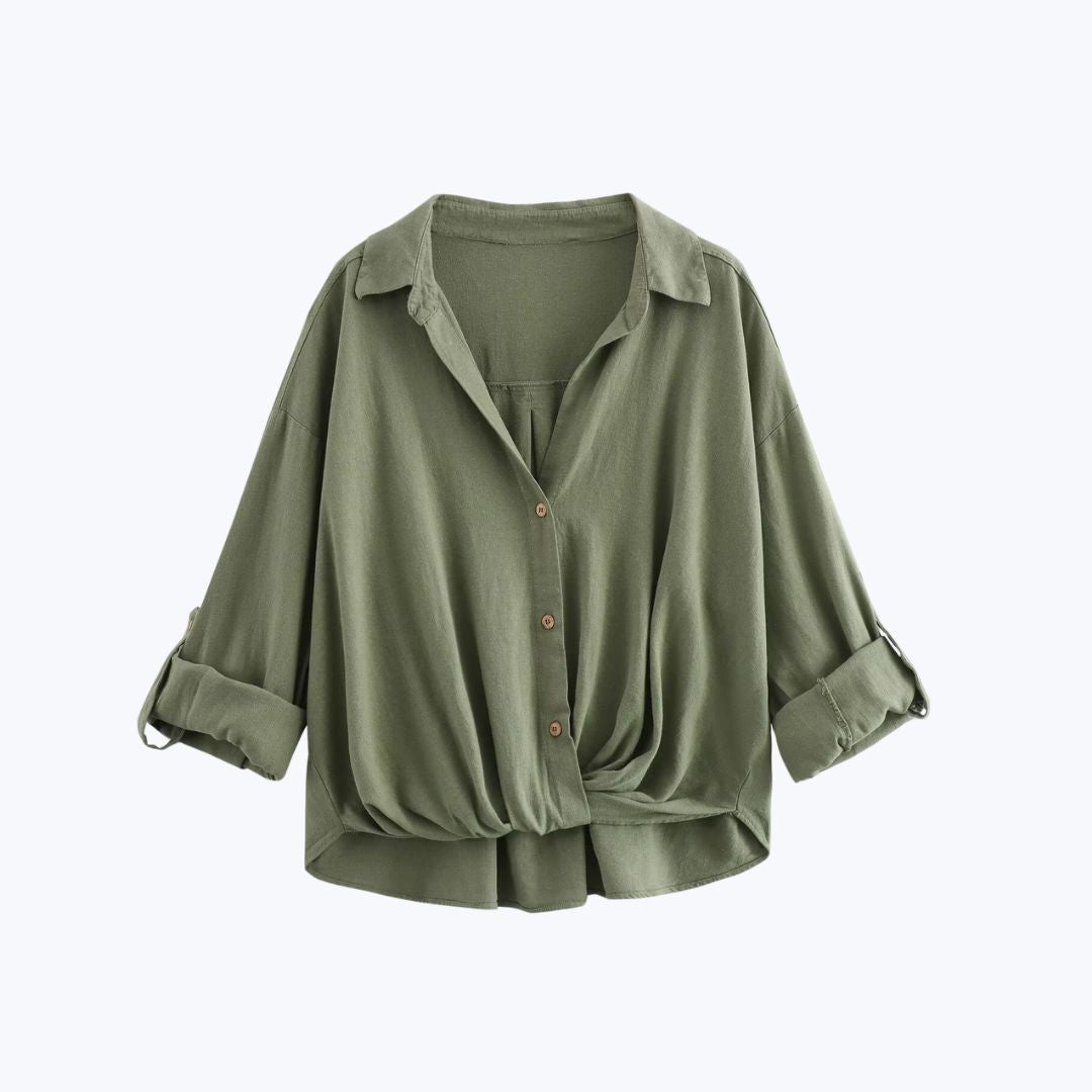 Twisted Hem Shirt - Olive Green