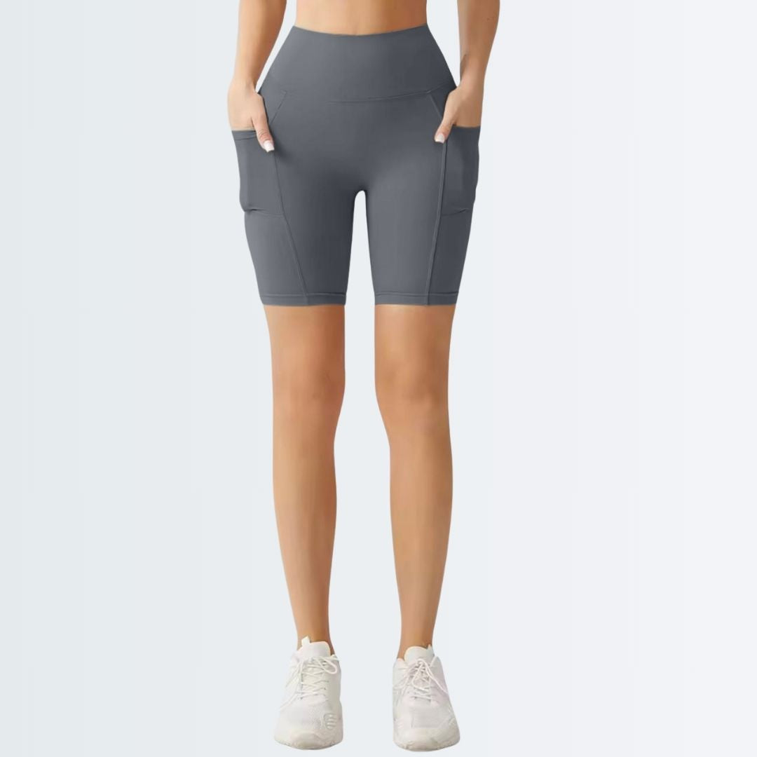 Embrace High Rise Shorts With Pockets - Grey