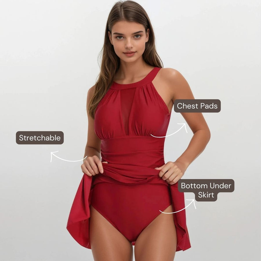 Classic Swim Dress - Red