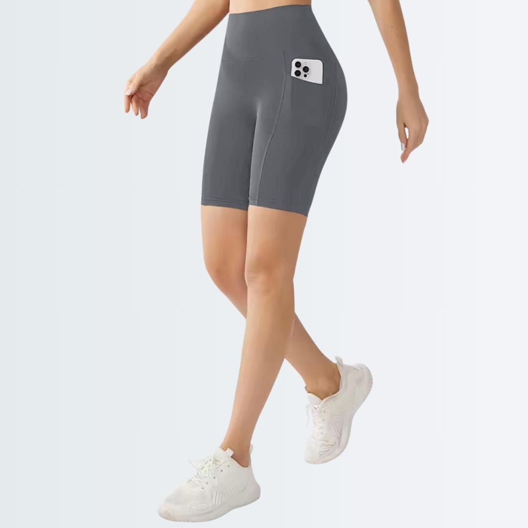Embrace High Rise Shorts With Pockets - Grey