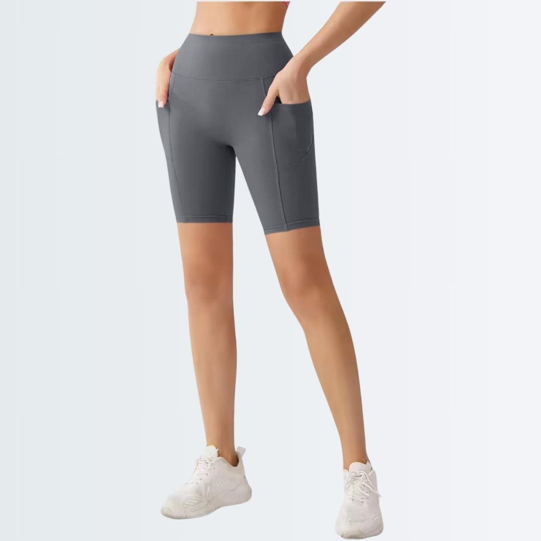 Embrace High Rise Shorts With Pockets - Grey