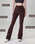One-Size Flared Yoga Pants - Brown