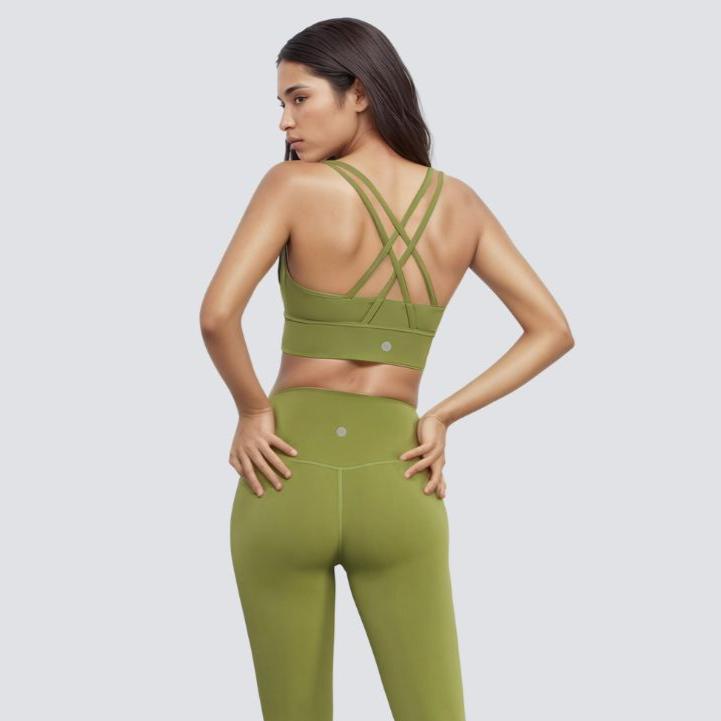 Cross Back Sports Bra - Green