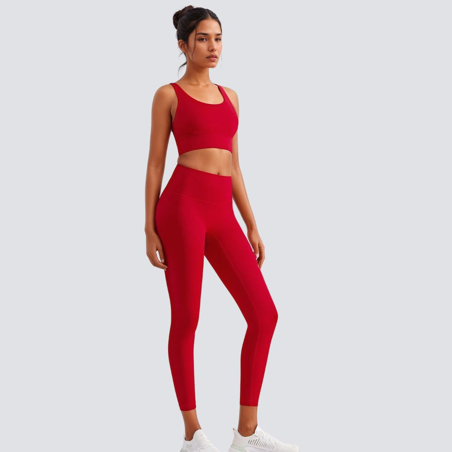 High-Rise Soft Leggings - Red