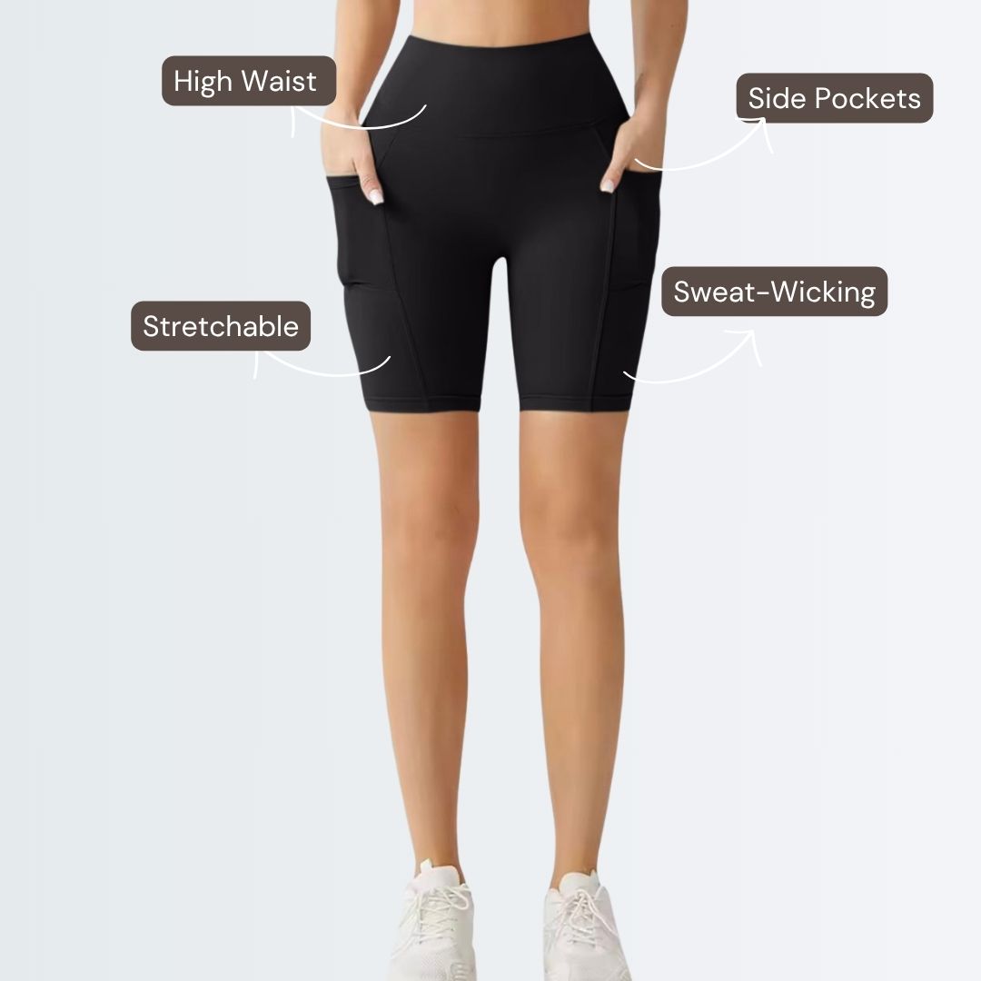 Embrace High Rise Shorts With Pockets - Black