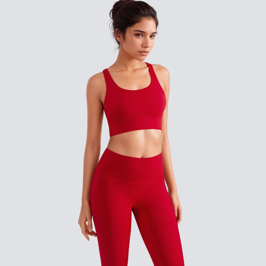 Cross Back Sports Bra - Red