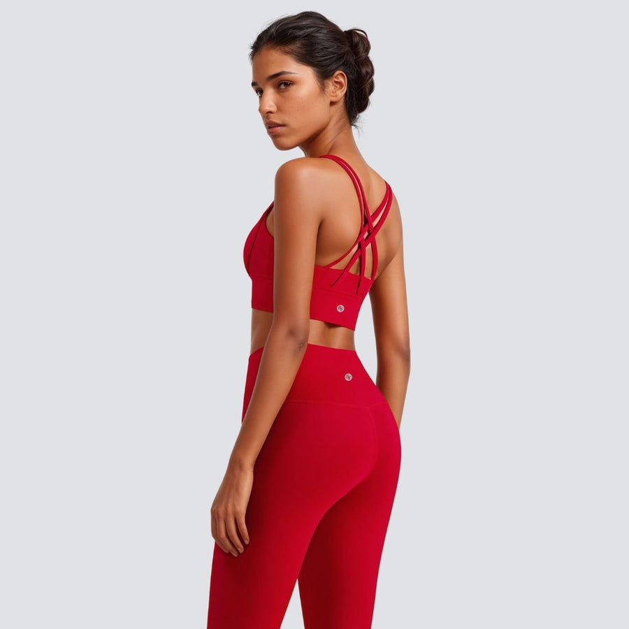 Cross Back Sports Bra - Red