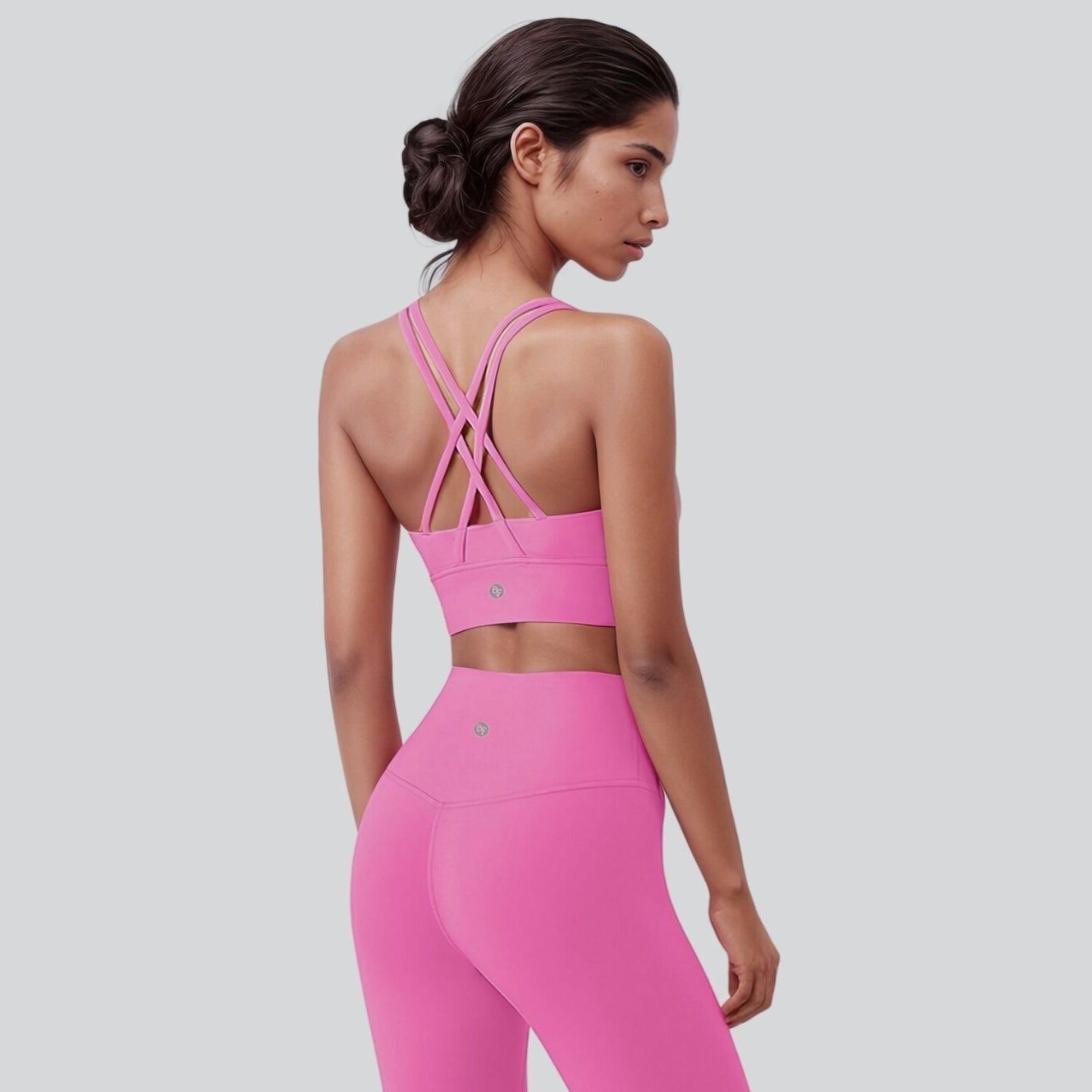 Cross Back Sports Bra - Bright Pink