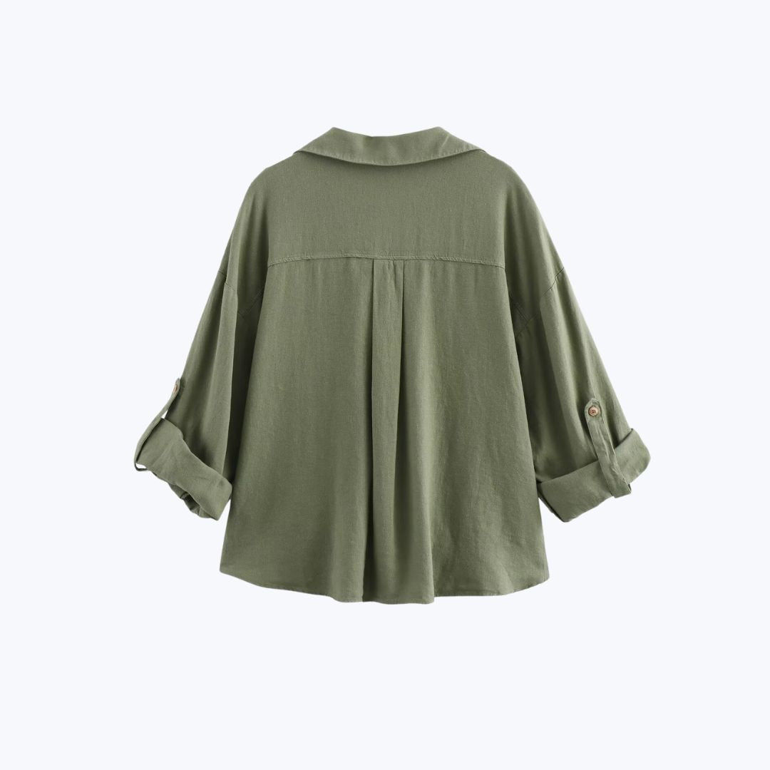 Twisted Hem Shirt - Olive Green