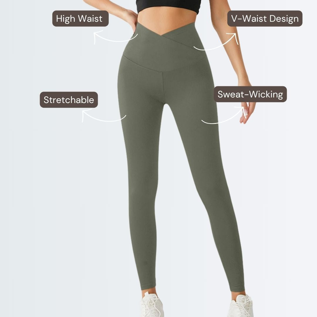 Embrace High Rise V-Waist Leggings - Olive Green