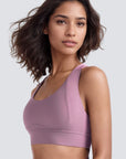 Cross Back Sports Bra With Hooks - Subtle Purple