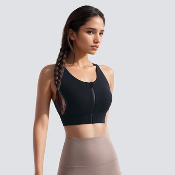 Cross Back Zip Sports Bra