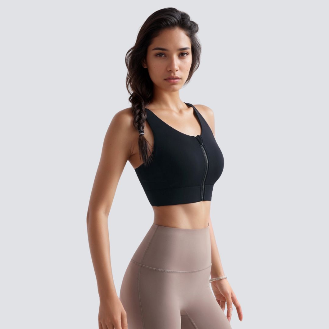 Cross Back Zip Sports Bra