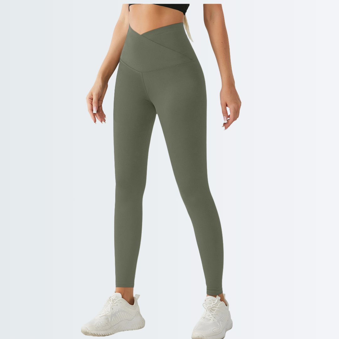 Embrace High Rise V-Waist Leggings - Olive Green