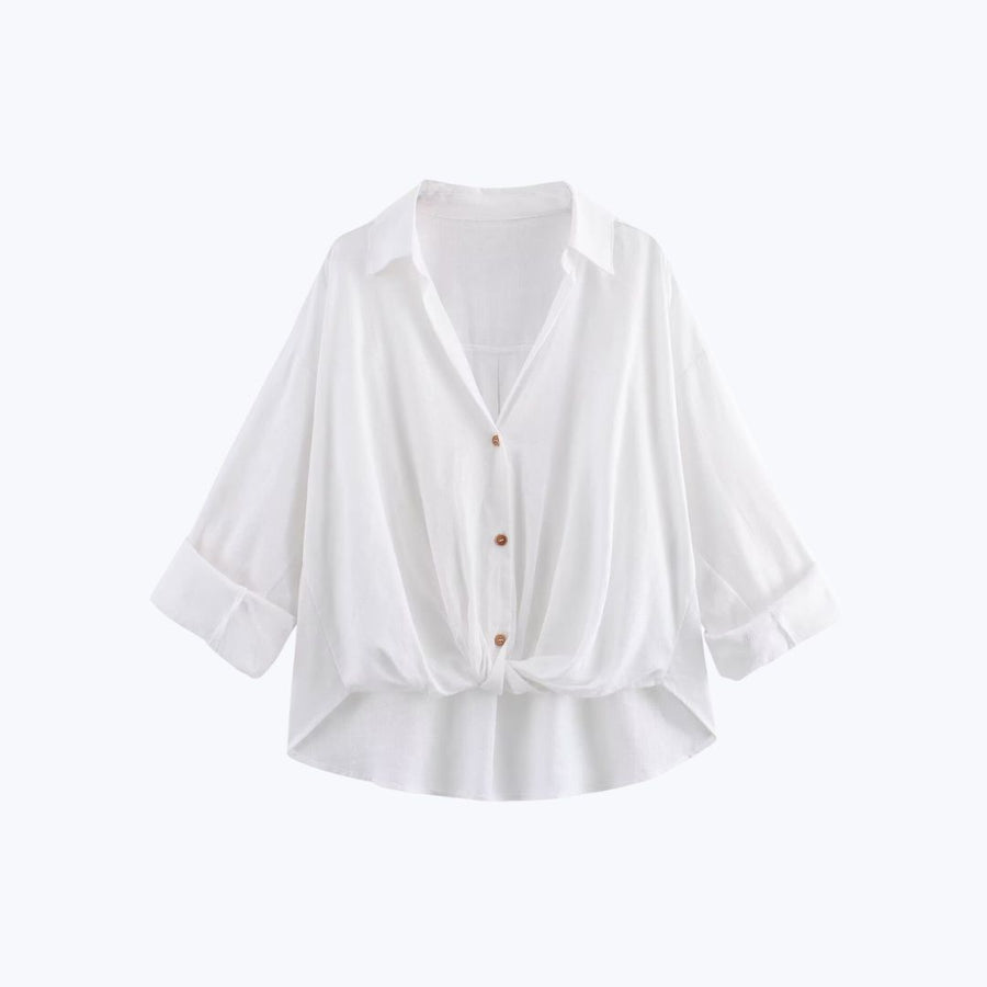 Twisted Hem Shirt - White