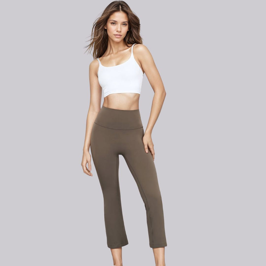 Ankle Length Flare Pants - Brown