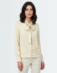 Neck Tie Up Blouse - Ivory White