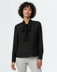 Neck Tie Up Blouse - Black