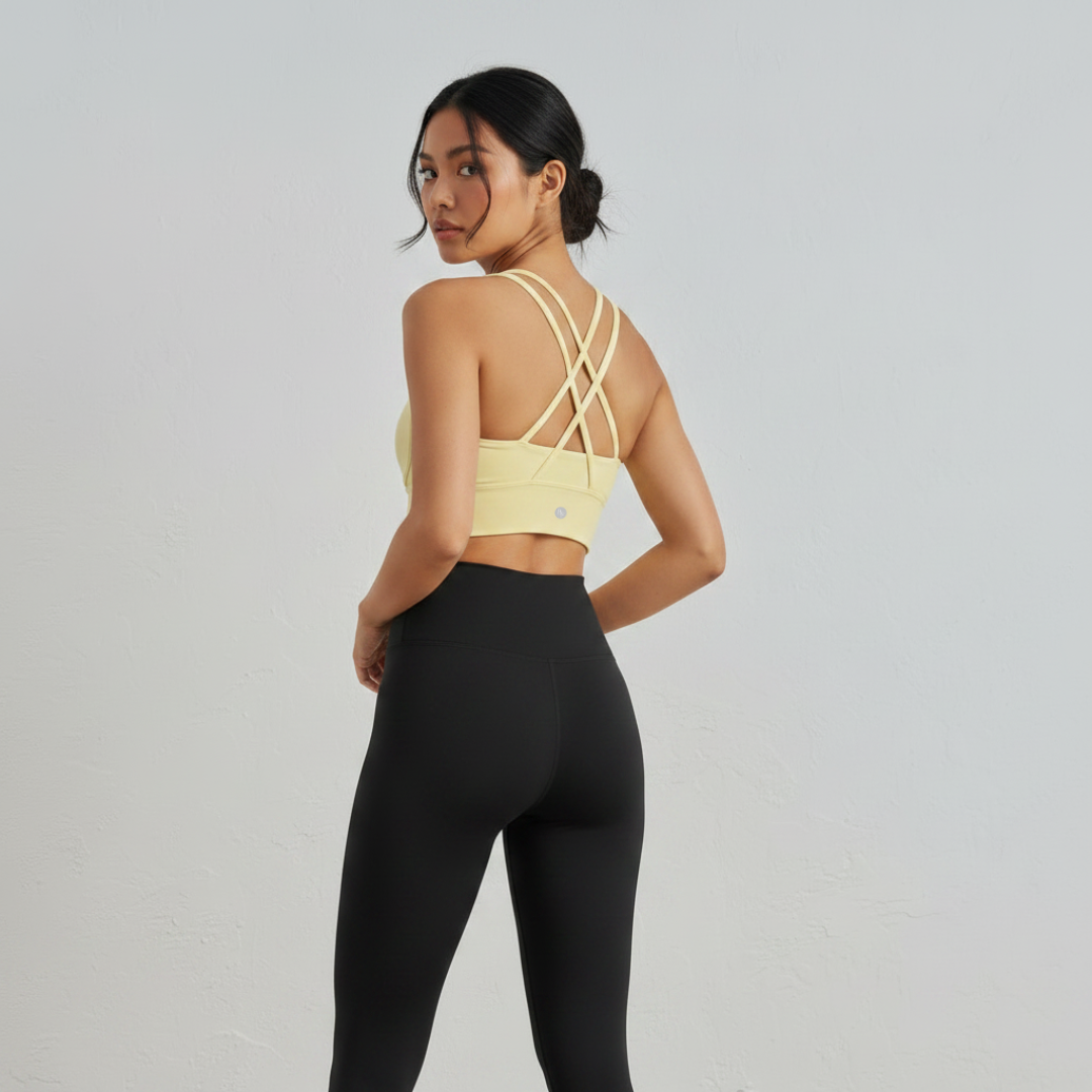 Cross Back Sports Bra - Soft Yellow