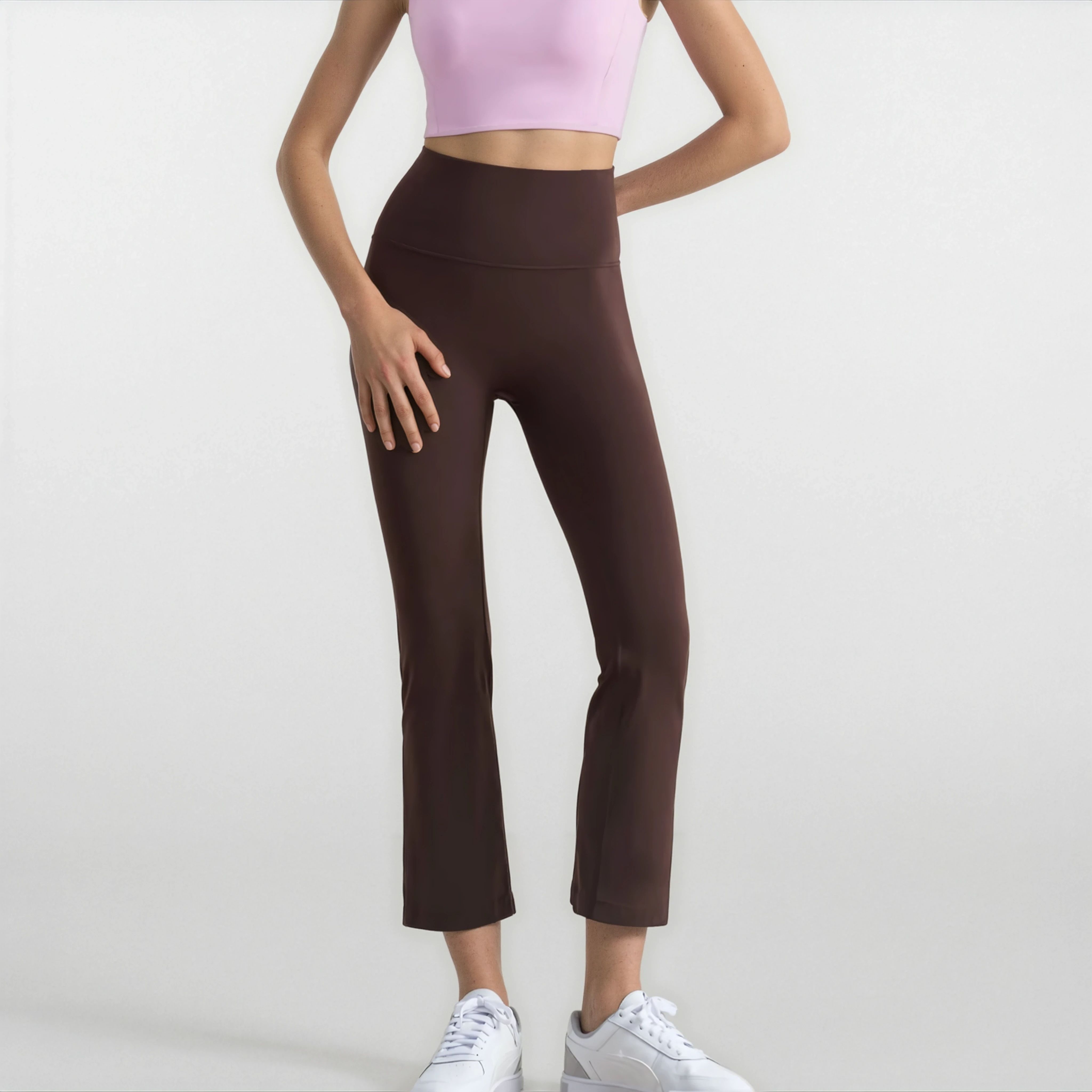 Ankle Length Flare Pants - Dark Brown