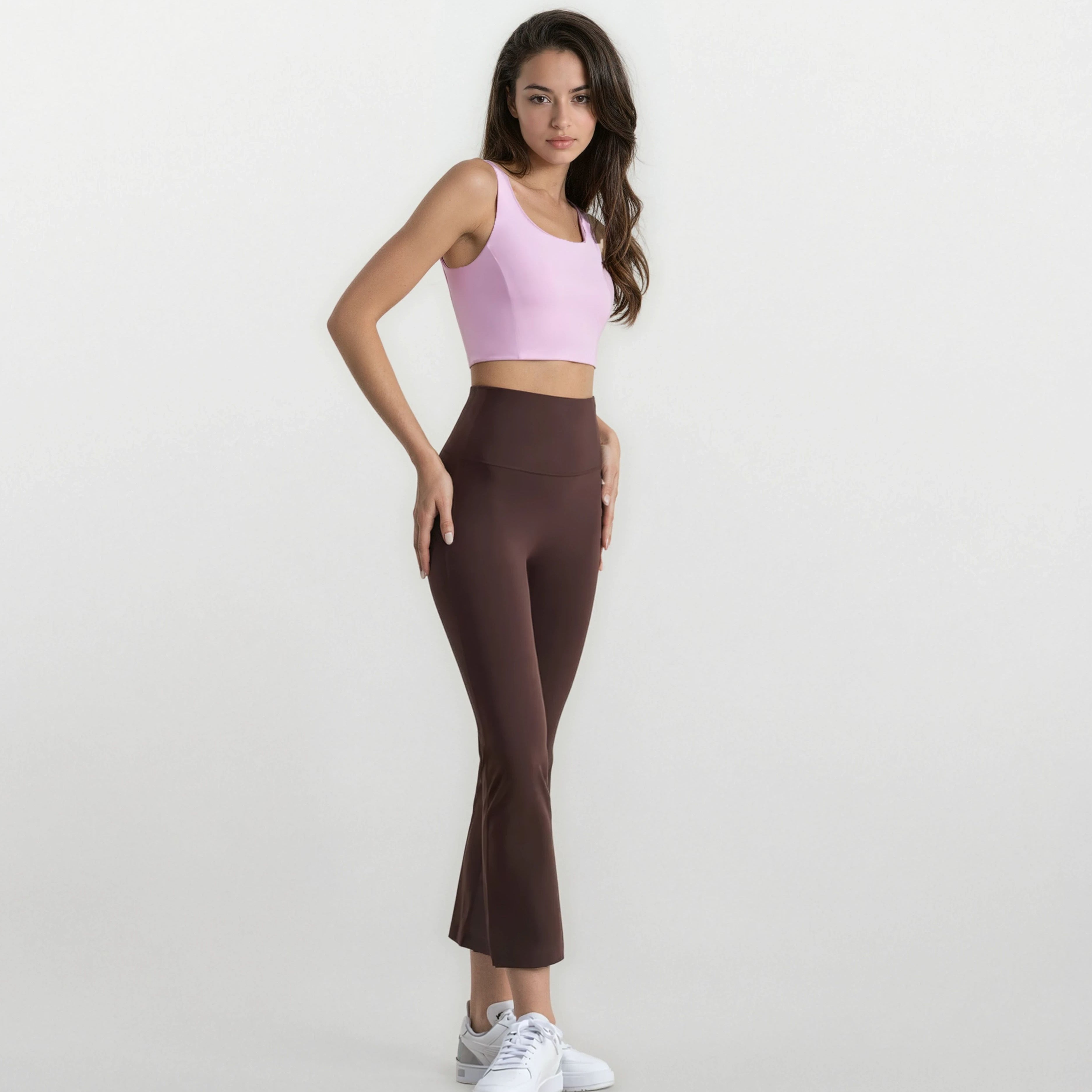 Ankle Length Flare Pants - Dark Brown
